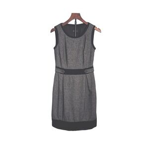Luisa Spagnoli | Grey Confetti Wool Blend Sleeveless Sheath Dress | Size 42 (6)